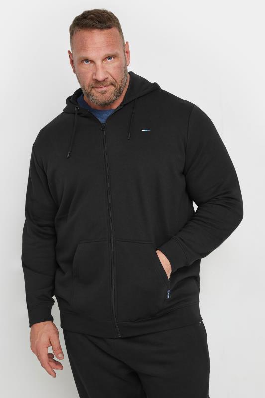 BadRhino Big & Tall 2 PACK Black Zip Through Essential Hoodie | BadRhino 2