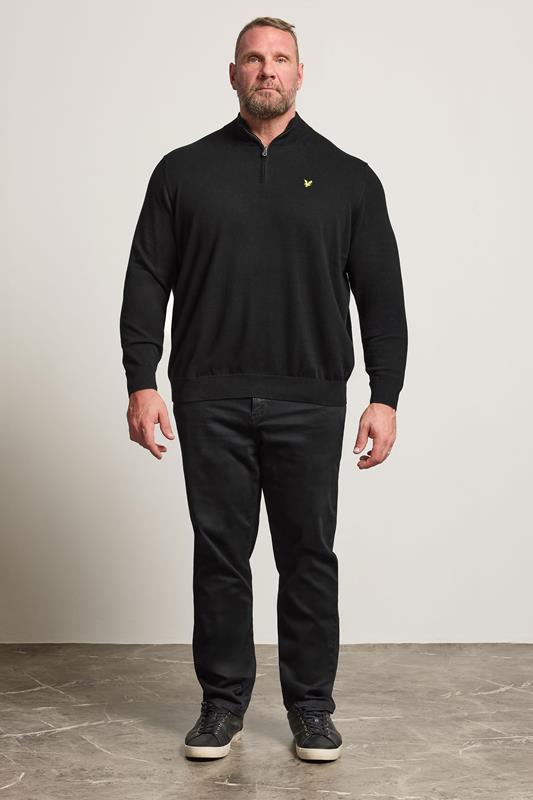 LYLE & SCOTT Big & Tall Black Quarter Zip Jumper | BadRhino 2