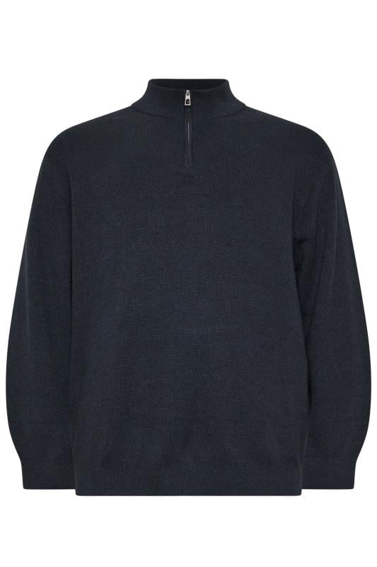 BadRhino Big & Tall Navy Quarter Zip Knit Jumper | BadRhino 4