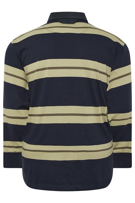 KAM Navy Blue Striped Long Sleeve Rugby Polo Shirt | BadRhino 5