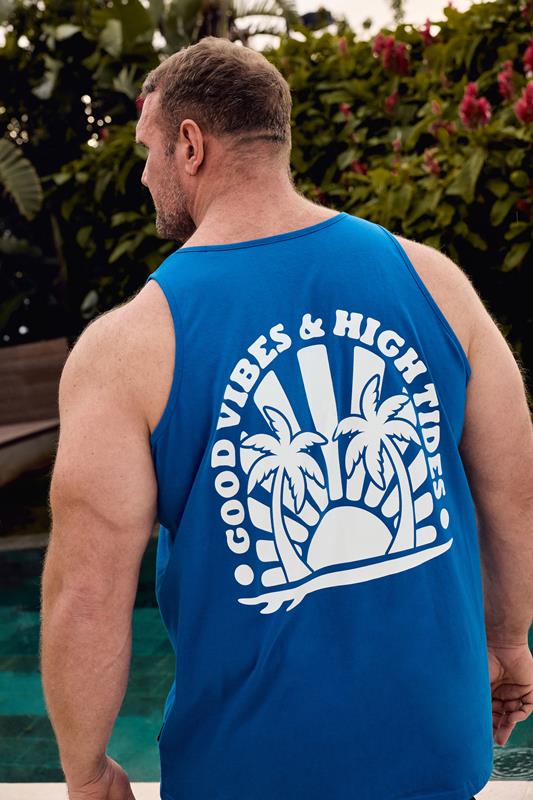  BadRhino Big & Tall Blue Extra Long Good Vibes Vest Top