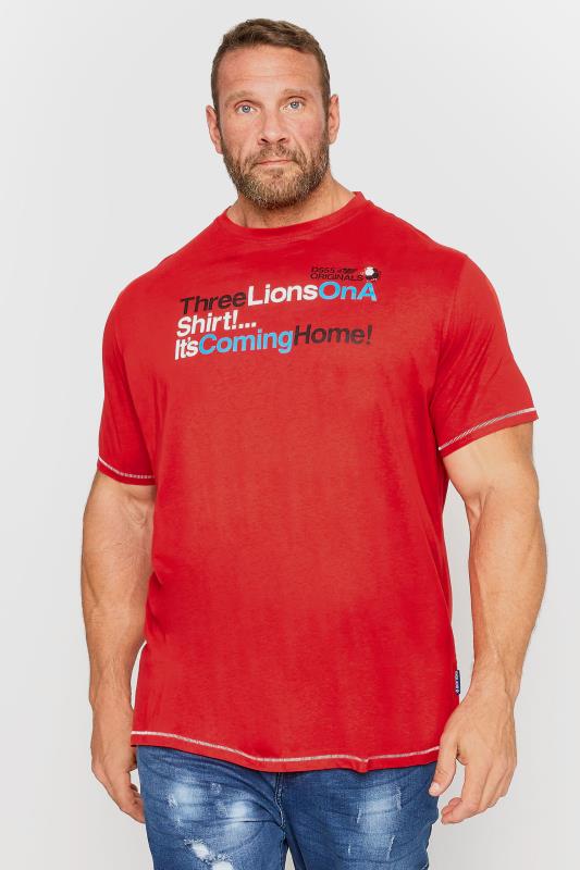 D555 Big & Tall Red 'It's Coming Home!' Football Graphic T-Shirt | BadRhino 1