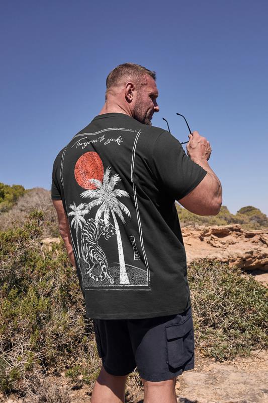 Men's  BadRhino Big & Tall Black Tiger Palm Print T-Shirt