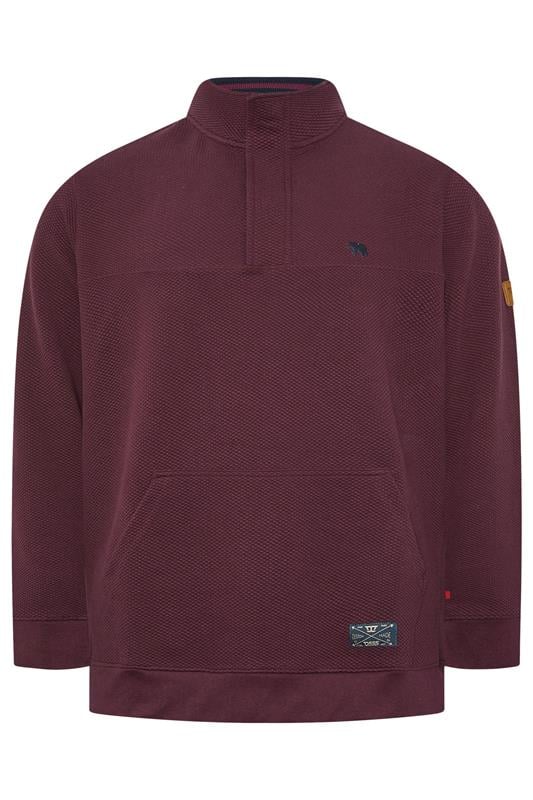 D555 Big & Tall Burgundy Red Quilted Quarter Zip Sweatshirt | BadRhino 1