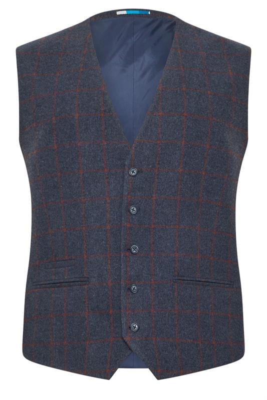 BadRhino Big & Tall Blue & Red Checked Tweed Waistcoat | BadRhino 1