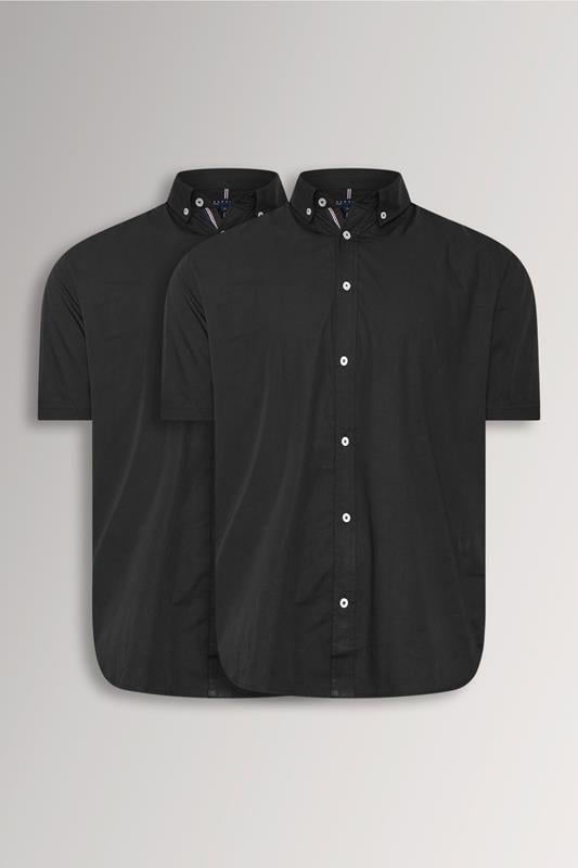  BadRhino Big & Tall 2 PACK Black Short Sleeve Poplin Shirts