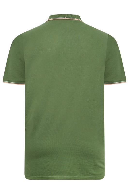 BEN SHERMAN Big & Tall Rich Fern Green Signature Tipped Polo Shirt | BadRhino  4