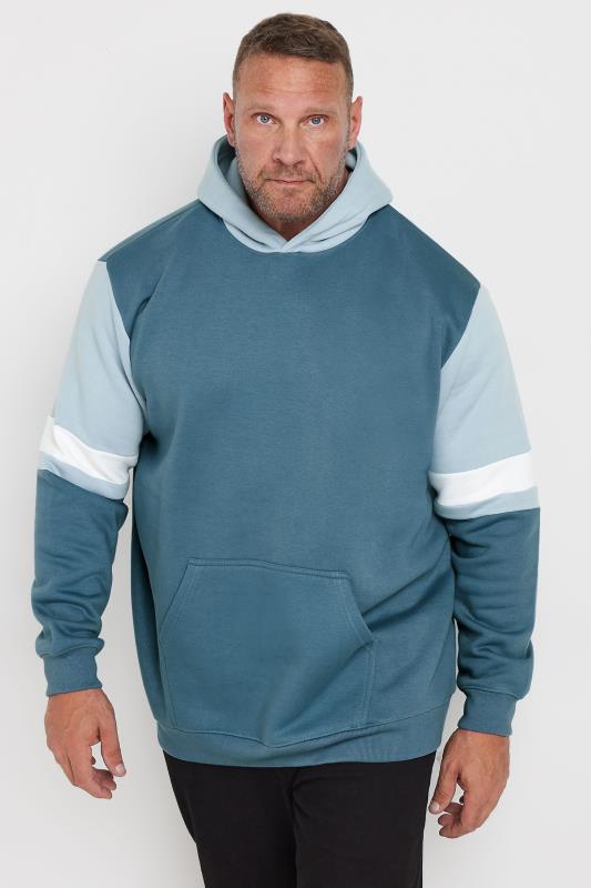 BadRhino Big & Tall Blue Colourblock Hoodie | BadRhino  2