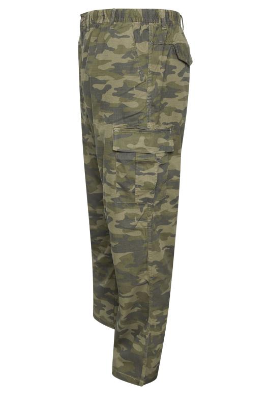 ESPIONAGE Big & Tall Green Camo Print Cargo Trousers | BadRhino 6