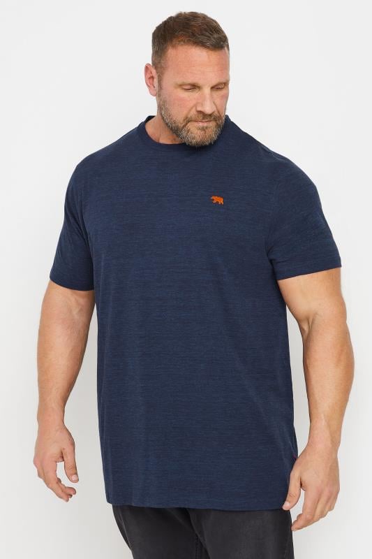 D555 Big & Tall Navy Blue Chest Embroidered T-Shirt | BadRhino 1