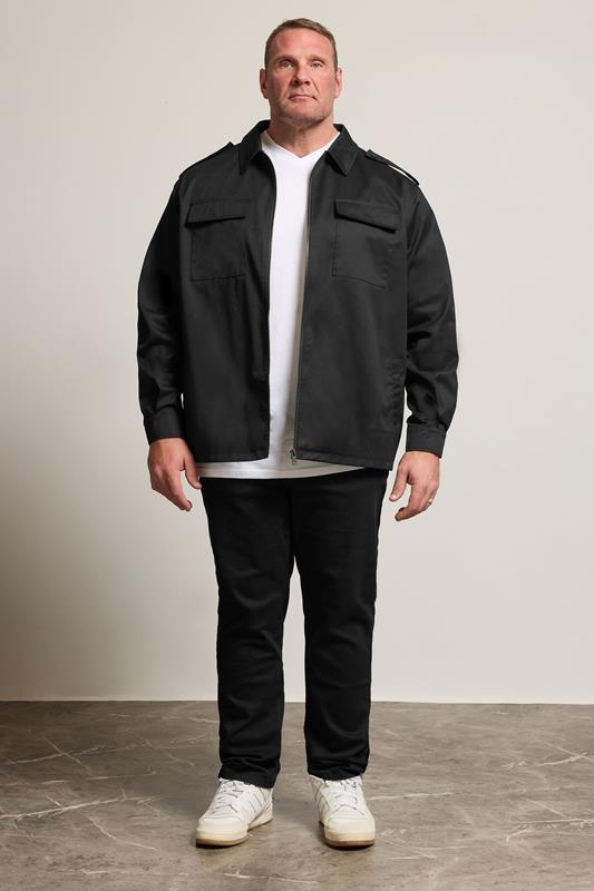 BadRhino Big & Tall Khaki Green Military Zip Through Overshirt | BadRhino 3