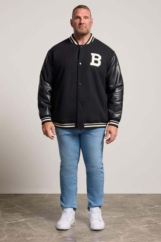 BadRhino Big & Tall Black Button Varsity Jacket | BadRhino 1