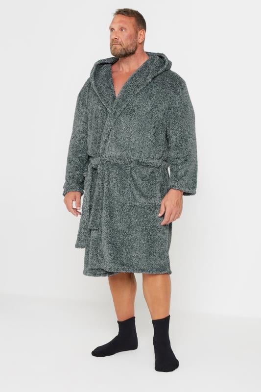 Men's  BadRhino Big & Tall Grey Hooded Dressing Gown