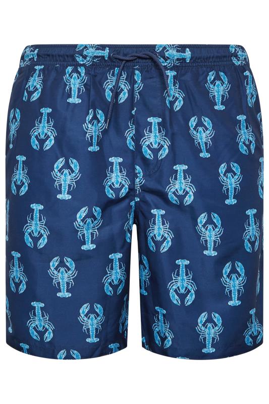 BadRhino Big & Tall Navy Blue Lobster Print Swim Shorts | BadRhino 4
