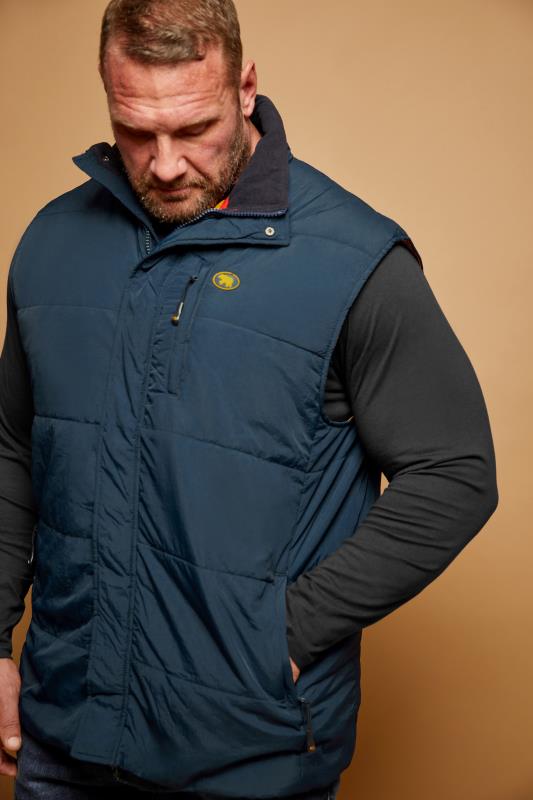 D555 Big & Tall Navy Zip Through Padded Gilet | BadRhino 1