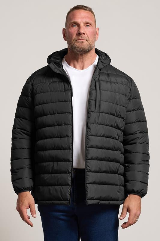  BadRhino Big & Tall Black Lightweight Hooded Puffer Jacket