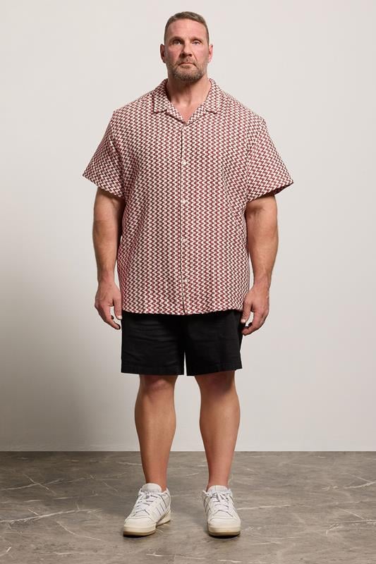 JACK & JONES Big & Tall Cabernet Red Crochet Shirt | BadRhino 1