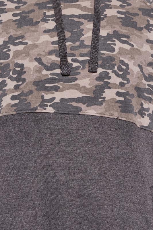 KAM Big & Tall Charcoal Grey Camo Colour Block Hoodie | BadRhino 2