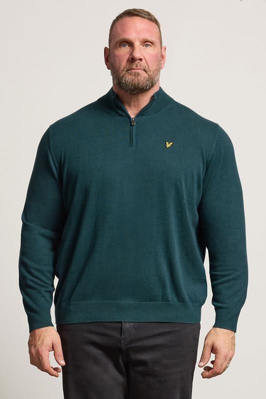 LYLE & SCOTT Big & Tall Teal Blue Quarter Zip Jumper