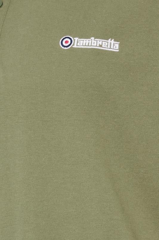 LAMBRETTA Big & Tall Khaki Green Tipped Polo Shirt | BadRhino 3