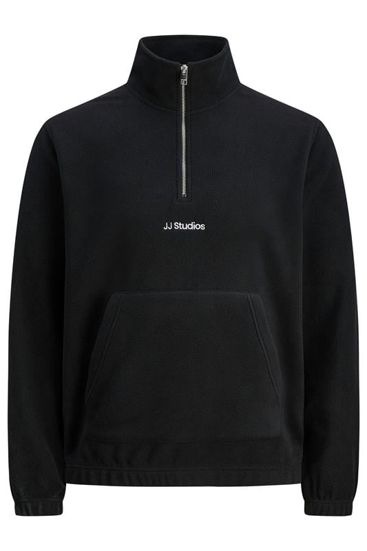 Jack & Jones Big & Tall Black JJ Studio Quarter Zip Fleece | BadRhino 1