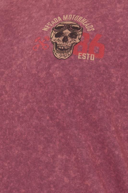 BadRhino Big & Tall Red Acid Wash 'Nevada Motorheads' Slogan T-Shirt | BadRhino 4