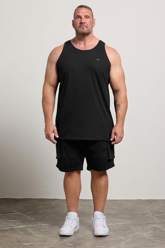 BadRhino Big & Tall 5 Pack Black Extra Long Plain Vest Top | BadRhino 2