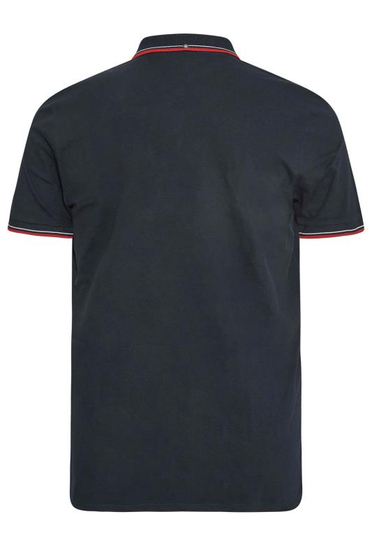 BEN SHERMAN Navy Blue Tipped Polo Shirt | BadRhino 4