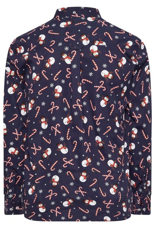 BadRhino Big & Tall Navy Blue Snowman Print Shirt | BadRhino 5