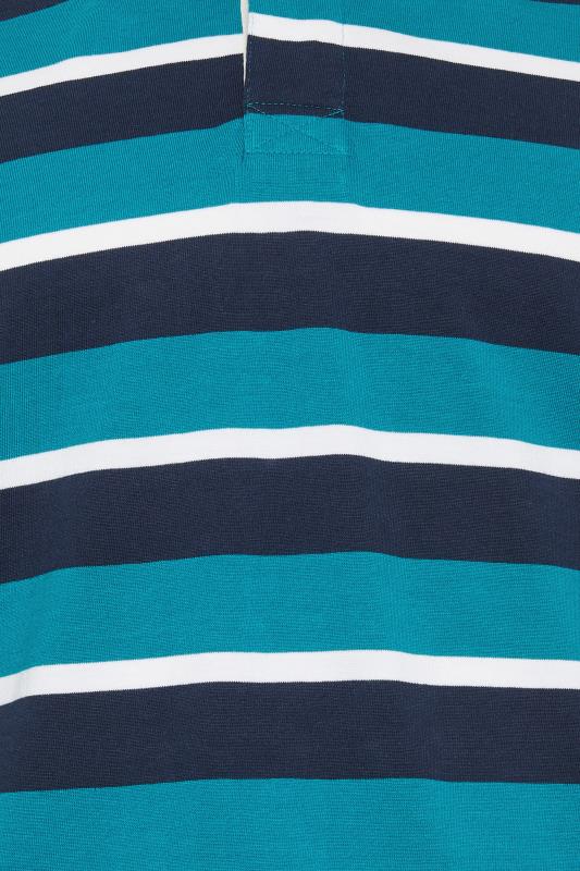 BadRhino Big & Tall Teal Blue Stripe Rugby Polo Shirt | BadRhino 4