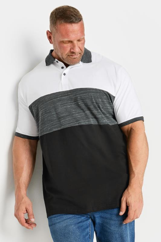 Men's  KAM Big & Tall Charcoal Grey Cut & Sew Polo Shirt