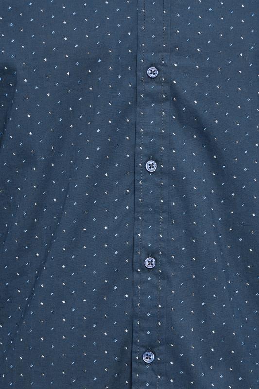 D555 Big & Tall Dark Blue Dot Print Shirt | BadRhino  2