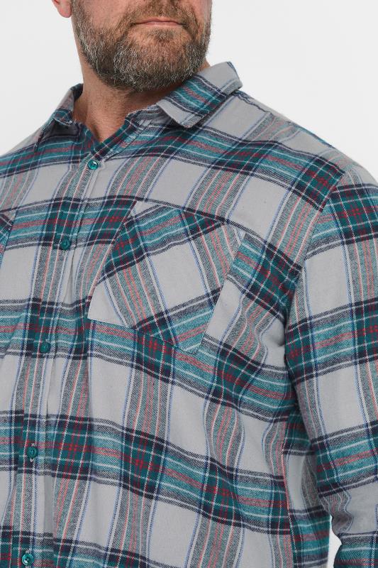 BadRhino Big & Tall Grey Check Print Long Sleeve Flannel Shirt | BadRhino 4