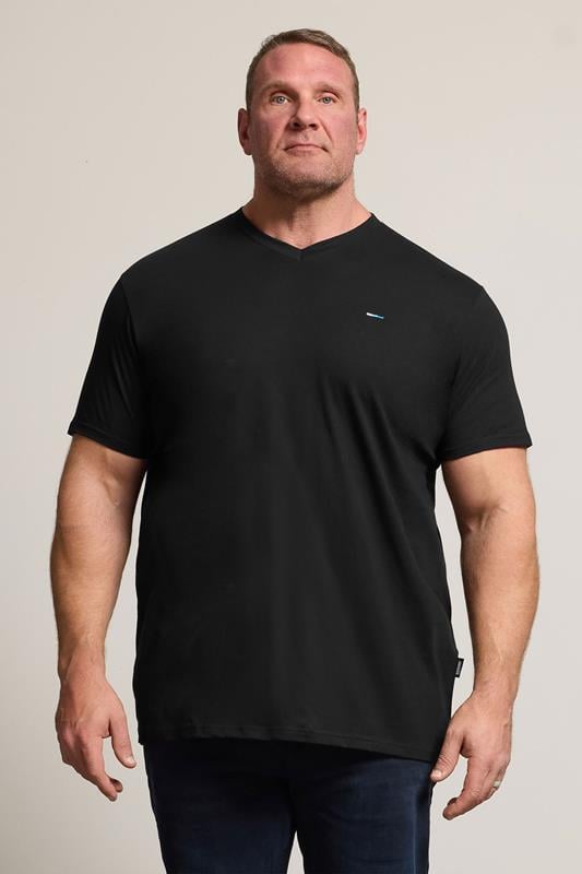 Men's  BadRhino Big & Tall Black Extra Long V-Neck T-Shirt