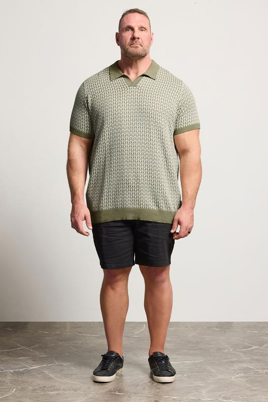 BadRhino Big & Tall Khaki Green Pattern Knitted Trophy Polo | BadRhino 1