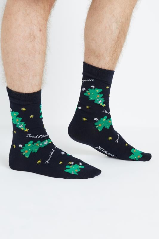 JACK & JONES 3 PACK Black & Grey Holly Jolly Socks | BadRhino 2