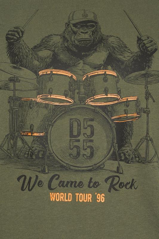 D555 Big & Tall Khaki Green 'We Come To Rock' Graphic Print T-Shirt | BadRhino 5