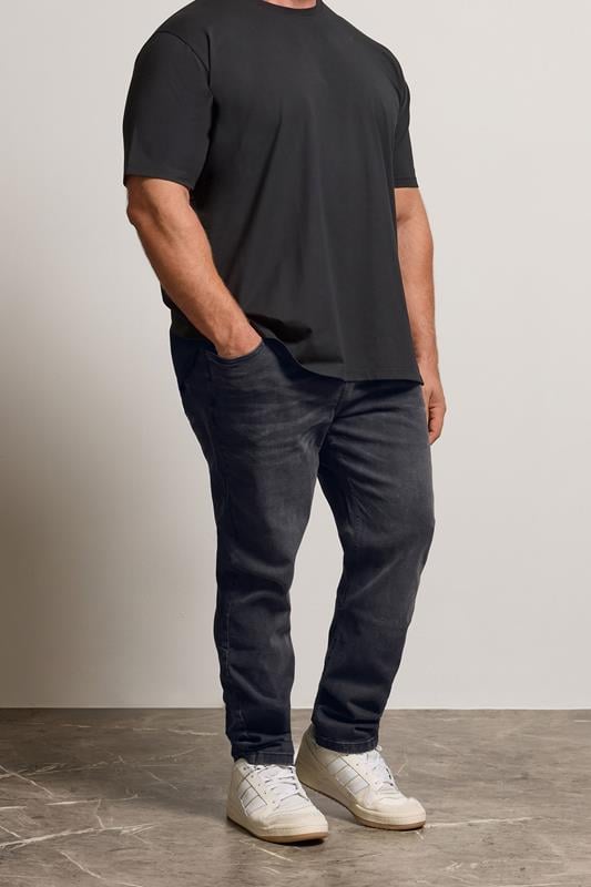 Men's  BadRhino Big & Tall Black Washed Straight Leg Stretch Jeans