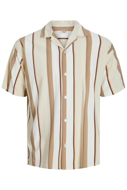 Men's  Yours JACK & JONES Big & Tall Cream & Rust Stripe Resort Shirt