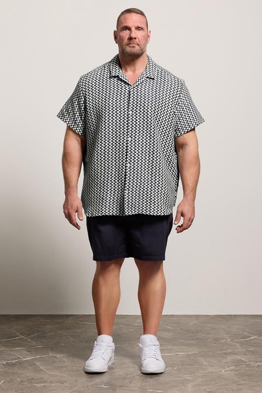 JACK & JONES Big & Tall Navy Blue Crochet Shirt | BadRhino 1