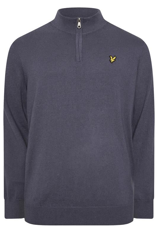 LYLE & SCOTT Big & Tall Grey Cotton Merino Quarter Zip Jumper | BadRhino 1