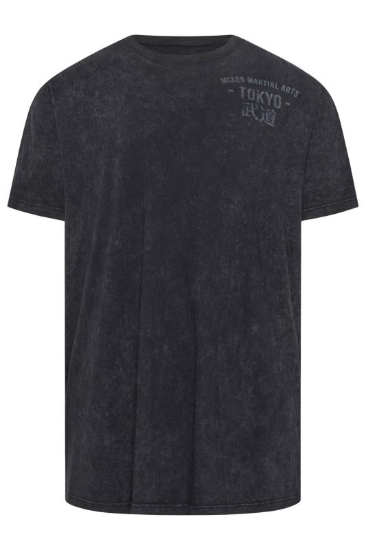 BadRhino Big & Tall Black Acid Wash 'Martial Arts Tokyo' Slogan T-Shirt | BadRhino 4