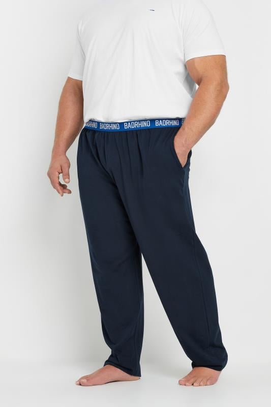 BadRhino Big & Tall White & Navy Blue T-Shirt & Lounge Trousers Set | BadRhino 2