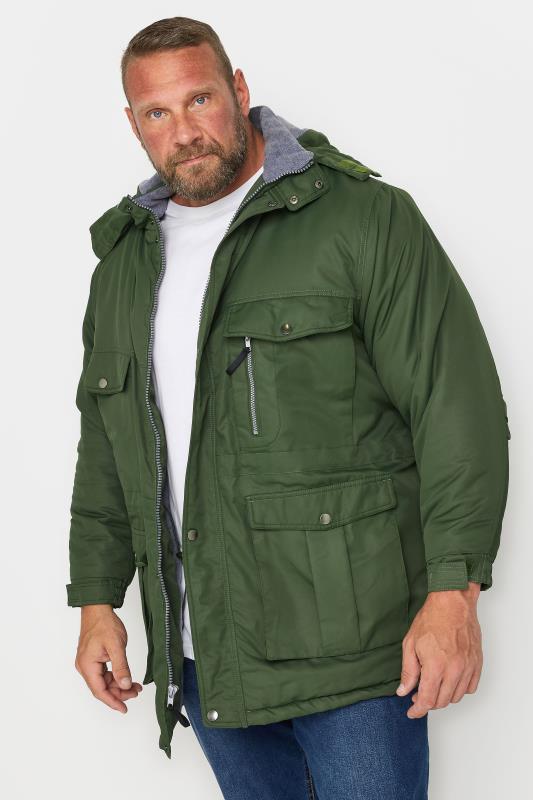 Men's  BadRhino Big & Tall Green Fleece Lined Hooded Coat