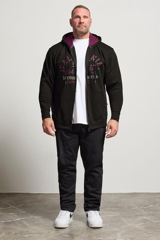 KAM Big & Tall Black California Zip Through Hoodie | BadRhino 2