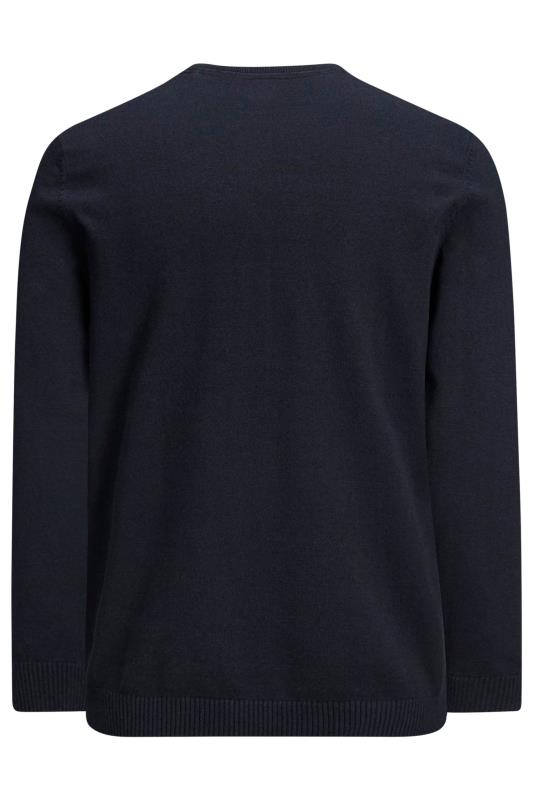 JACK & JONES Big & Tall Navy Blue Crew Neck Fine Knit Jumper | BadRhino 3