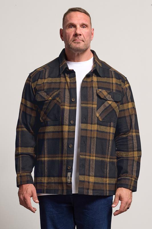 D555 Big & Tall Navy Blue Check Overshirt | BadRhino 2