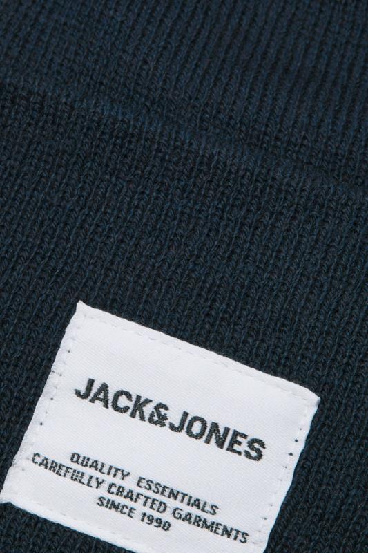 JACK & JONES Navy Blue Patch Beanie | BadRhino 2