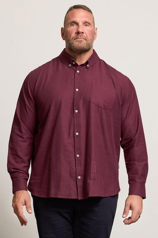 BadRhino Big & Tall Burgundy Red Long Sleeve Slub Shirt | BadRhino 1
