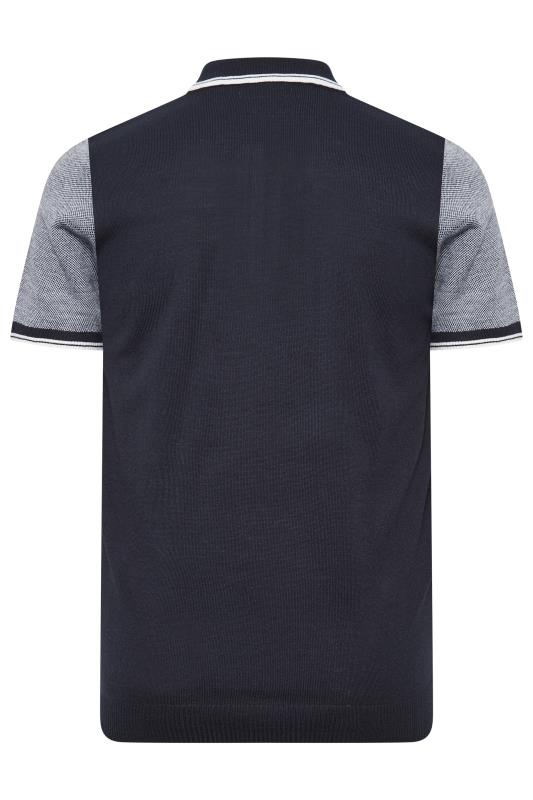 BadRhino Big & Tall Navy Blue Knitted Polo Shirt | BadRhino 4